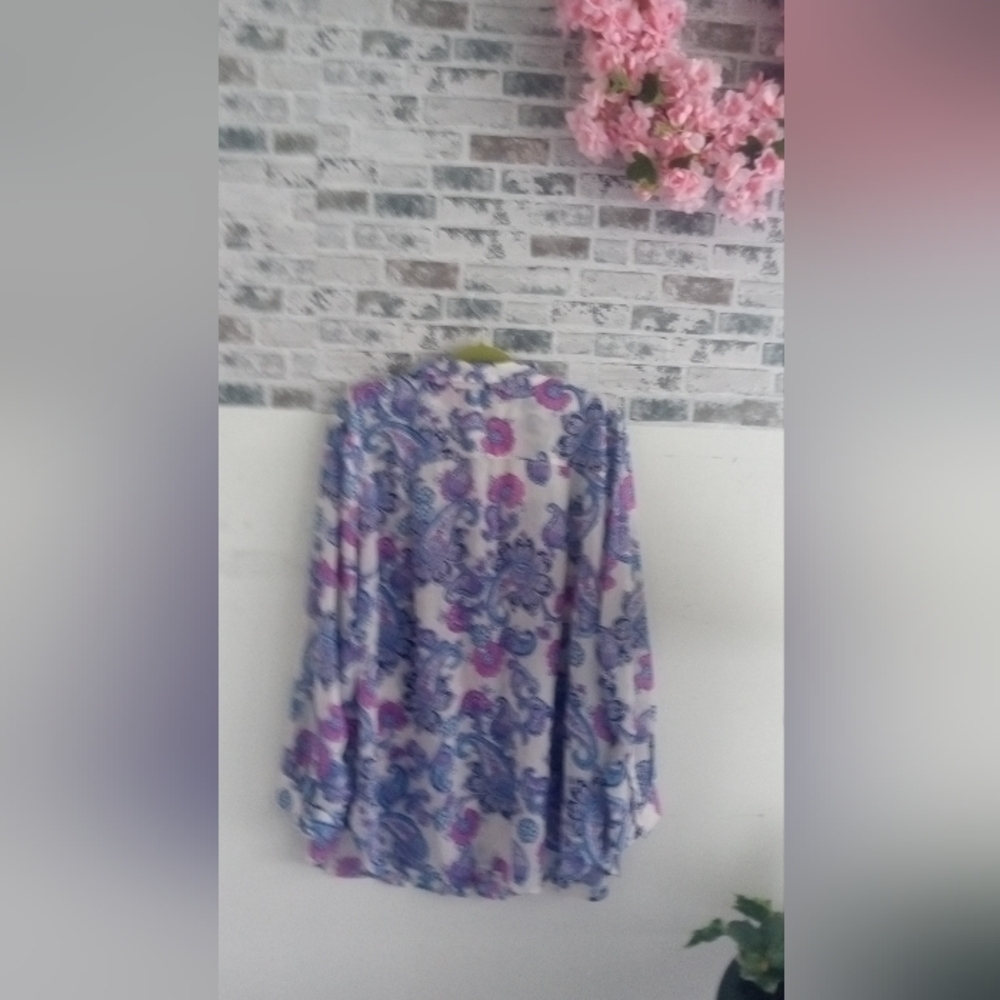 Roaman's Blue and Pink Paisley Shirt - Picture 6 of 8